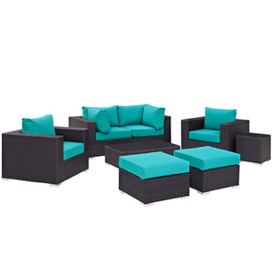 ModwayModway Convene 8 Piece Outdoor Patio Sectional Set EEI-2206 EEI-2206-EXP-TRQ-SET- BetterPatio.com