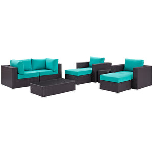 ModwayModway Convene 8 Piece Outdoor Patio Sectional Set EEI-2206 EEI-2206-EXP-TRQ-SET- BetterPatio.com