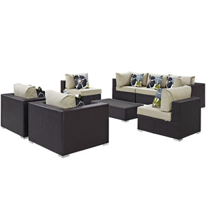 ModwayModway Convene 8 Piece Outdoor Patio Sectional Set EEI-2368 EEI-2368-EXP-BEI-SET- BetterPatio.com