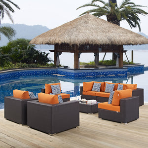 ModwayModway Convene 8 Piece Outdoor Patio Sectional Set EEI-2368 EEI-2368-EXP-ORA-SET- BetterPatio.com