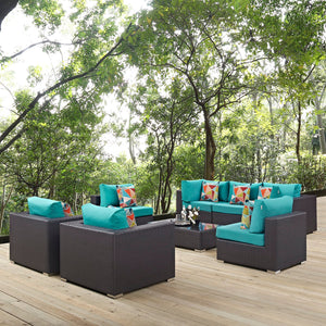 ModwayModway Convene 8 Piece Outdoor Patio Sectional Set EEI-2368 EEI-2368-EXP-TRQ-SET- BetterPatio.com