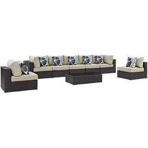 ModwayModway Convene 8 Piece Outdoor Patio Sectional Set EEI-2370 EEI-2370-EXP-BEI-SET- BetterPatio.com