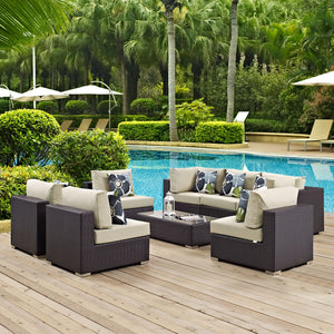 ModwayModway Convene 8 Piece Outdoor Patio Sectional Set EEI-2370 EEI-2370-EXP-BEI-SET- BetterPatio.com