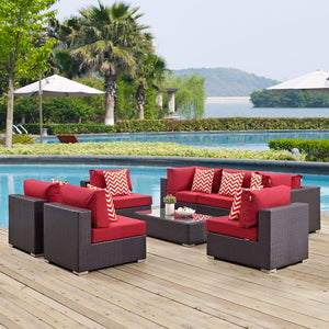 ModwayModway Convene 8 Piece Outdoor Patio Sectional Set EEI-2370 EEI-2370-EXP-RED-SET- BetterPatio.com