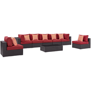 ModwayModway Convene 8 Piece Outdoor Patio Sectional Set EEI-2370 EEI-2370-EXP-RED-SET- BetterPatio.com