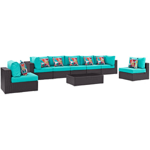 ModwayModway Convene 8 Piece Outdoor Patio Sectional Set EEI-2370 EEI-2370-EXP-TRQ-SET- BetterPatio.com