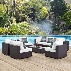 ModwayModway Convene 8 Piece Outdoor Patio Sectional Set EEI-2370 EEI-2370-EXP-WHI-SET- BetterPatio.com