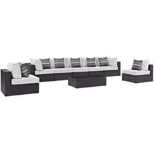 ModwayModway Convene 8 Piece Outdoor Patio Sectional Set EEI-2370 EEI-2370-EXP-WHI-SET- BetterPatio.com