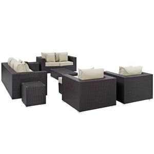 ModwayModway Convene 9 Piece Outdoor Patio Sofa Set EEI-2161 EEI-2161-EXP-BEI-SET- BetterPatio.com