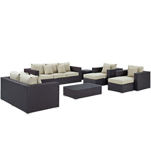 ModwayModway Convene 9 Piece Outdoor Patio Sofa Set EEI-2161 EEI-2161-EXP-BEI-SET- BetterPatio.com