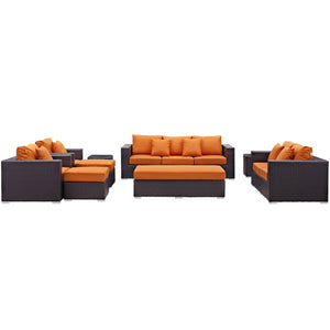 ModwayModway Convene 9 Piece Outdoor Patio Sofa Set EEI-2161 EEI-2161-EXP-ORA-SET- BetterPatio.com