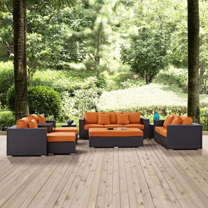 ModwayModway Convene 9 Piece Outdoor Patio Sofa Set EEI-2161 EEI-2161-EXP-ORA-SET- BetterPatio.com