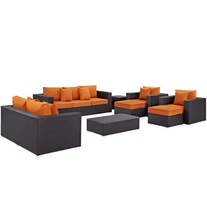 ModwayModway Convene 9 Piece Outdoor Patio Sofa Set EEI-2161 EEI-2161-EXP-ORA-SET- BetterPatio.com