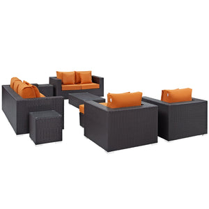 ModwayModway Convene 9 Piece Outdoor Patio Sofa Set EEI-2161 EEI-2161-EXP-ORA-SET- BetterPatio.com