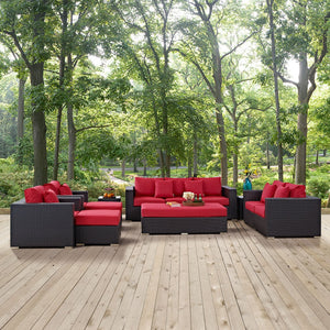 ModwayModway Convene 9 Piece Outdoor Patio Sofa Set EEI-2161 EEI-2161-EXP-RED-SET- BetterPatio.com