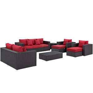 ModwayModway Convene 9 Piece Outdoor Patio Sofa Set EEI-2161 EEI-2161-EXP-RED-SET- BetterPatio.com