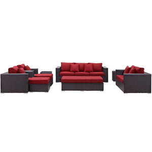 ModwayModway Convene 9 Piece Outdoor Patio Sofa Set EEI-2161 EEI-2161-EXP-RED-SET- BetterPatio.com