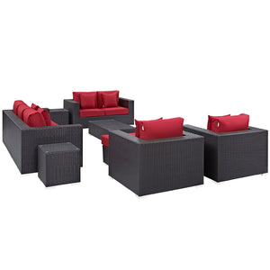 ModwayModway Convene 9 Piece Outdoor Patio Sofa Set EEI-2161 EEI-2161-EXP-RED-SET- BetterPatio.com