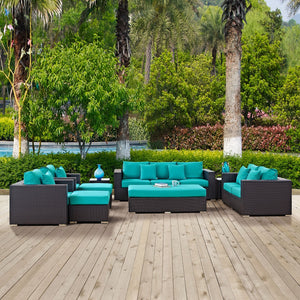 ModwayModway Convene 9 Piece Outdoor Patio Sofa Set EEI-2161 EEI-2161-EXP-TRQ-SET- BetterPatio.com