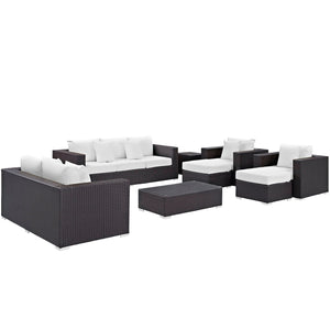 ModwayModway Convene 9 Piece Outdoor Patio Sofa Set EEI-2161 EEI-2161-EXP-WHI-SET- BetterPatio.com