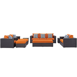 ModwayModway Convene 9 Piece Outdoor Patio Sofa Set EEI-2354 EEI-2354-EXP-ORA-SET- BetterPatio.com