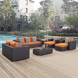 ModwayModway Convene 9 Piece Outdoor Patio Sofa Set EEI-2354 EEI-2354-EXP-ORA-SET- BetterPatio.com