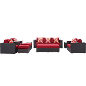 ModwayModway Convene 9 Piece Outdoor Patio Sofa Set EEI-2354 EEI-2354-EXP-RED-SET- BetterPatio.com