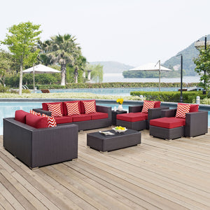 ModwayModway Convene 9 Piece Outdoor Patio Sofa Set EEI-2354 EEI-2354-EXP-RED-SET- BetterPatio.com