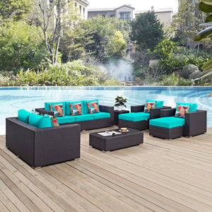 ModwayModway Convene 9 Piece Outdoor Patio Sofa Set EEI-2354 EEI-2354-EXP-TRQ-SET- BetterPatio.com