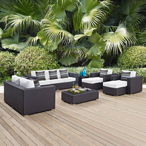 ModwayModway Convene 9 Piece Outdoor Patio Sofa Set EEI-2354 EEI-2354-EXP-WHI-SET- BetterPatio.com