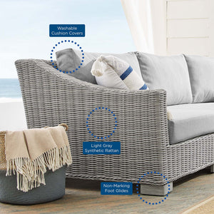 ModwayModway Conway Sunbrella Outdoor Patio Wicker Rattan 4-Piece Furniture Set EEI-4355 EEI-4355-LGR-GRY- BetterPatio.com