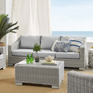 ModwayModway Conway Sunbrella Outdoor Patio Wicker Rattan 4-Piece Furniture Set EEI-4355 EEI-4355-LGR-GRY- BetterPatio.com