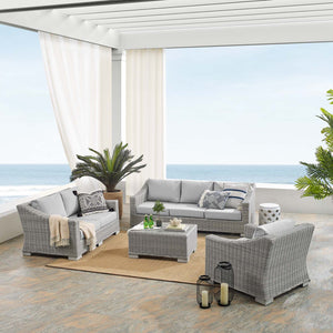 ModwayModway Conway Sunbrella Outdoor Patio Wicker Rattan 4-Piece Furniture Set EEI-4355 EEI-4355-LGR-GRY- BetterPatio.com