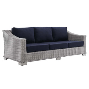 ModwayModway Conway Sunbrella Outdoor Patio Wicker Rattan 4-Piece Furniture Set EEI-4355 EEI-4355-LGR-NAV- BetterPatio.com