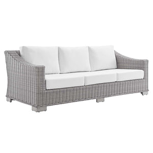 ModwayModway Conway Sunbrella Outdoor Patio Wicker Rattan 4-Piece Furniture Set EEI-4355 EEI-4355-LGR-WHI- BetterPatio.com