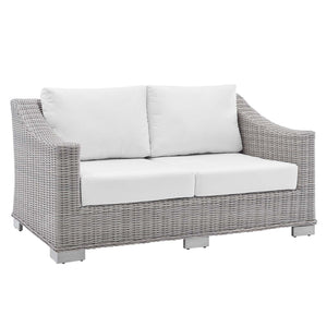 ModwayModway Conway Sunbrella Outdoor Patio Wicker Rattan 4-Piece Furniture Set EEI-4355 EEI-4355-LGR-WHI- BetterPatio.com