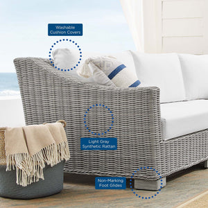 ModwayModway Conway Sunbrella Outdoor Patio Wicker Rattan 4-Piece Furniture Set EEI-4355 EEI-4355-LGR-WHI- BetterPatio.com