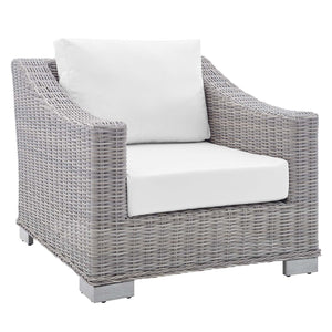 ModwayModway Conway Sunbrella Outdoor Patio Wicker Rattan 4-Piece Furniture Set EEI-4355 EEI-4355-LGR-WHI- BetterPatio.com