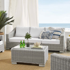 ModwayModway Conway Sunbrella Outdoor Patio Wicker Rattan 4-Piece Furniture Set EEI-4355 EEI-4355-LGR-WHI- BetterPatio.com