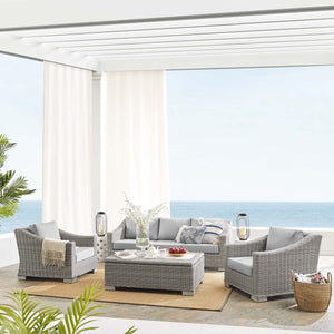 ModwayModway Conway Sunbrella Outdoor Patio Wicker Rattan 4-Piece Furniture Set EEI-4359 EEI-4359-LGR-GRY- BetterPatio.com