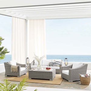 ModwayModway Conway Sunbrella Outdoor Patio Wicker Rattan 4-Piece Furniture Set EEI-4359 EEI-4359-LGR-WHI- BetterPatio.com