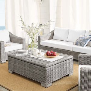 ModwayModway Conway Sunbrella Outdoor Patio Wicker Rattan 4-Piece Furniture Set EEI-4359 EEI-4359-LGR-WHI- BetterPatio.com