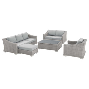 ModwayModway Conway Sunbrella Outdoor Patio Wicker Rattan 5-Piece Furniture Set EEI-4356 EEI-4356-LGR-GRY- BetterPatio.com