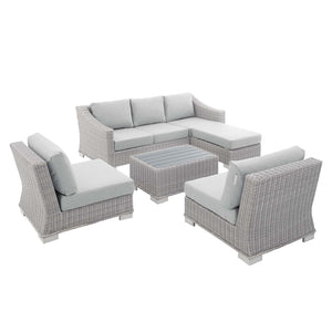 ModwayModway Conway Sunbrella Outdoor Patio Wicker Rattan 5-Piece Furniture Set EEI-4361 EEI-4361-LGR-GRY- BetterPatio.com