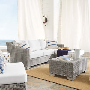 ModwayModway Conway Sunbrella Outdoor Patio Wicker Rattan 5-Piece Furniture Set EEI-4361 EEI-4361-LGR-WHI- BetterPatio.com