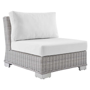 ModwayModway Conway Sunbrella Outdoor Patio Wicker Rattan 5-Piece Furniture Set EEI-4361 EEI-4361-LGR-WHI- BetterPatio.com