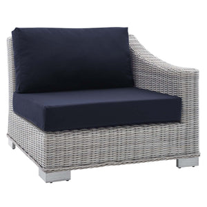 ModwayModway Conway Sunbrella Outdoor Patio Wicker Rattan 5-Piece Sectional Sofa Set EEI-4357 EEI-4357-LGR-NAV- BetterPatio.com