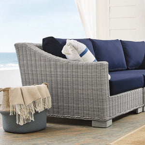 ModwayModway Conway Sunbrella Outdoor Patio Wicker Rattan 5-Piece Sectional Sofa Set EEI-4357 EEI-4357-LGR-NAV- BetterPatio.com