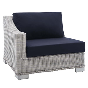 ModwayModway Conway Sunbrella Outdoor Patio Wicker Rattan 5-Piece Sectional Sofa Set EEI-4357 EEI-4357-LGR-NAV- BetterPatio.com