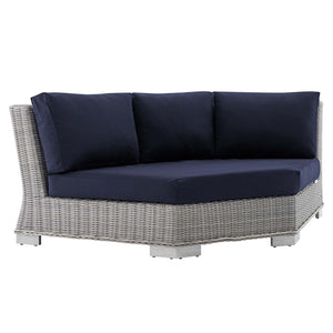 ModwayModway Conway Sunbrella Outdoor Patio Wicker Rattan 5-Piece Sectional Sofa Set EEI-4357 EEI-4357-LGR-NAV- BetterPatio.com